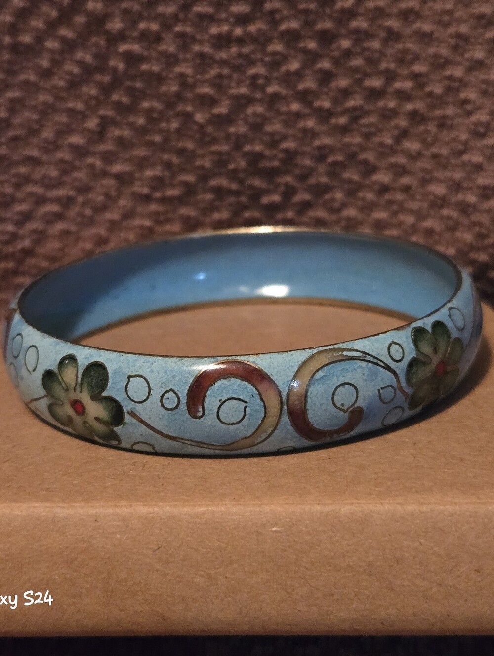 Vintage Floral Brass Bangle Bracelet